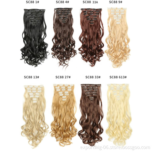 Synthetic clip in hair extension straight ponytail synthetic hair extension 7 piece clip in hair extensions